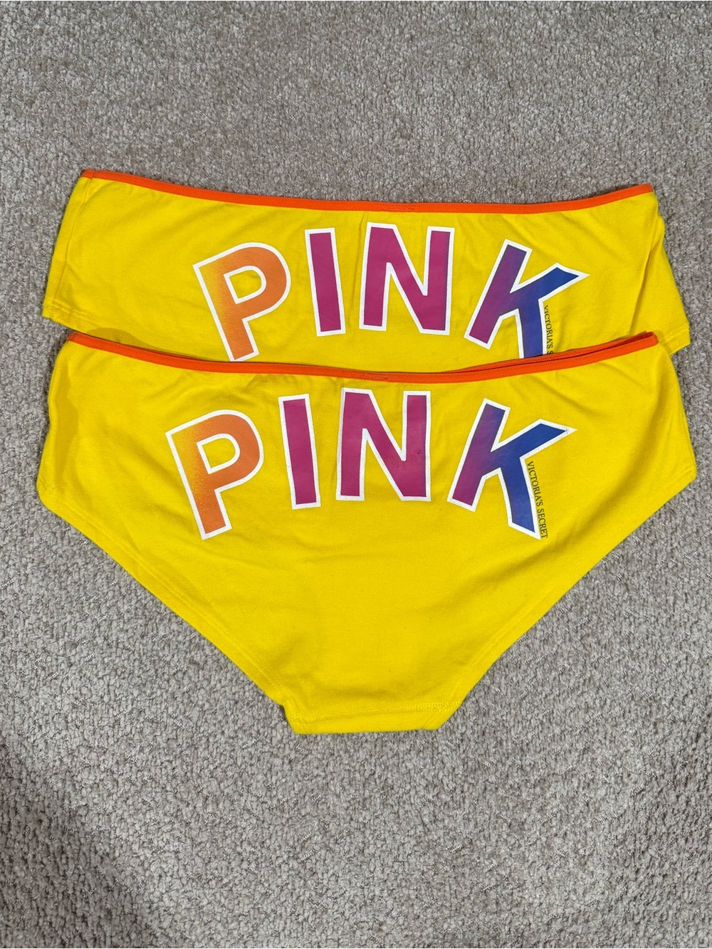 PINK Yellow Logo 2 Cotton Bikini Bottoms